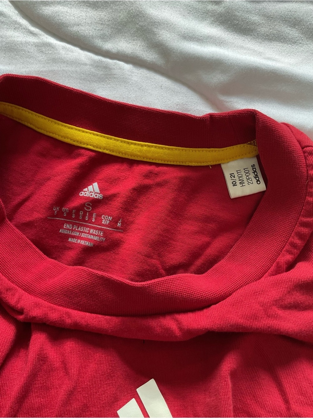 adidas Men’s Red Crew Tee with White Logo - Picture 9 of 9